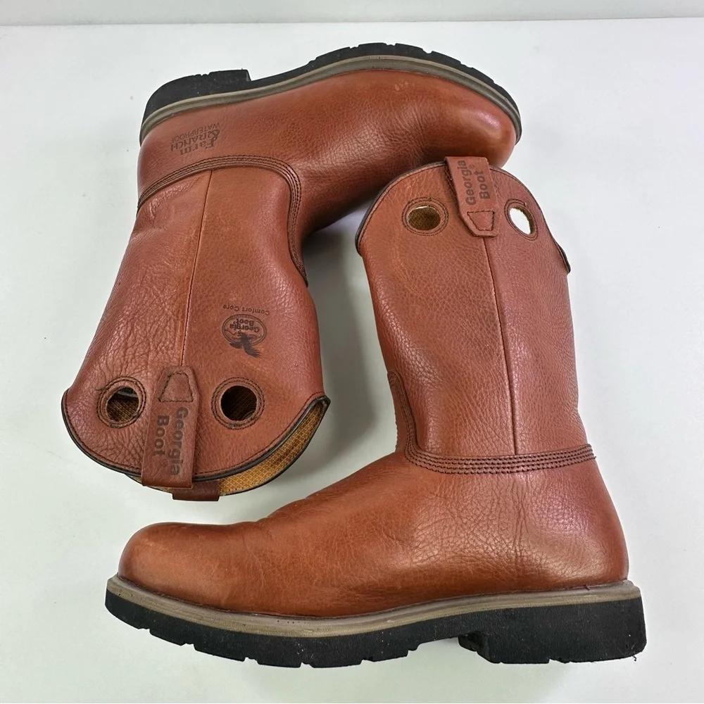 Georgia Boot Men’s Waterproof Leather Farm & Ranch Boots Size 10W - Picture 4 of 8
